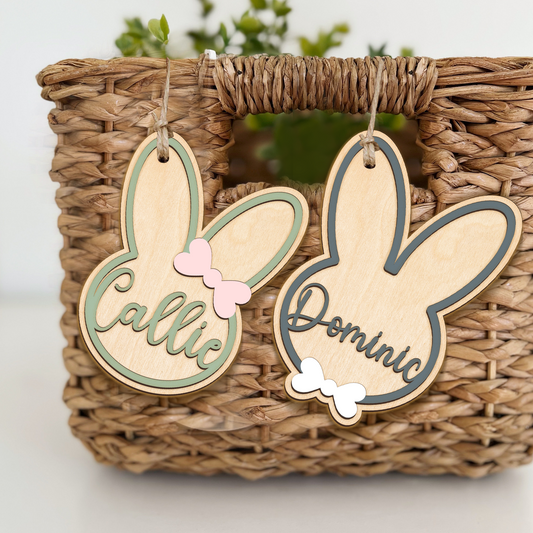Personalized Easter Basket Name Tag, Custom Easter Gift Tag, Personalized Wooden Name Tag For Easter Basket, Easter Bunny Gift Tag VN27