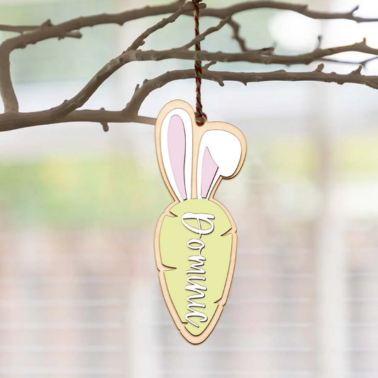 Personalized Easter Basket Tag, Custom Name Easter Tag, Carrot Easter Basket Tag, Easter Bunny Tag, Spring Decor, Customize Easter Bunny Tag VN26