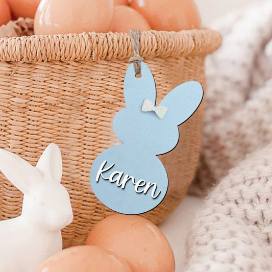 Personalized Easter Gift, Bunny Tag, Custom Egg Tag, Rabbit Keepsake, Bunny Name Tag, Basket Tag, Baby Girl Gifts, Newborn Gift ET04