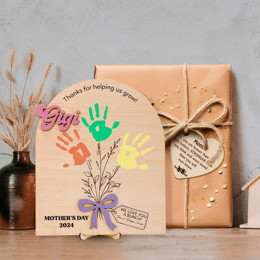 DIY Mothers Day Flower Handprint, Personalized Gift for Mom, Handprint Crafts From Kids, Mothers Day Keepsake, Gifts for Mom Grandma FT14 - Kindlytoys