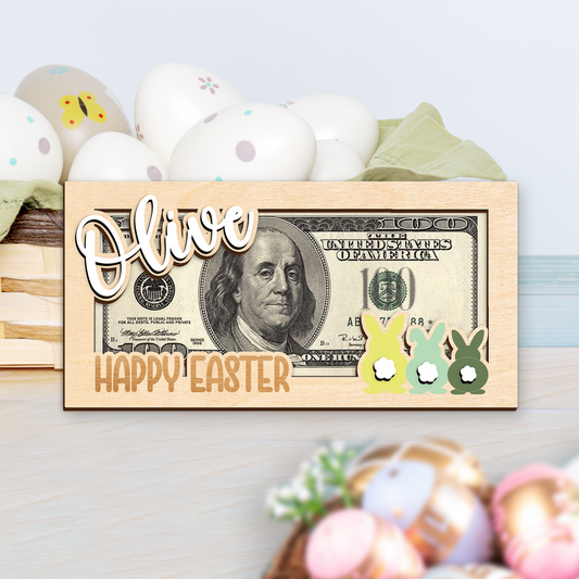 Personalized Easter Money Holder, Custom Name Bunny Money Holder, Easter Basket Stuffers, Easter Bunny Holder For Money, Easter Gift MH78