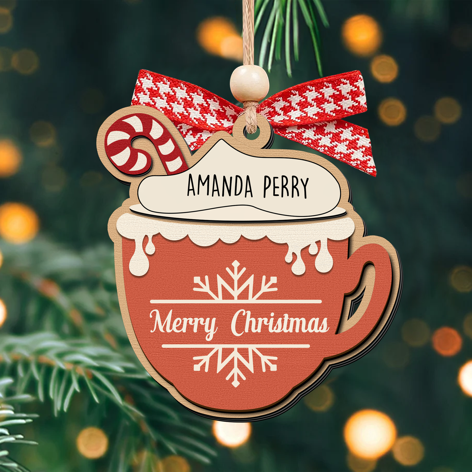 Personalizable Hot Cocoa Christmas Ornament With Family Names, Marshmallow Hot Cocoa Christmas Tree Ornament CF508 - Kindlytoys