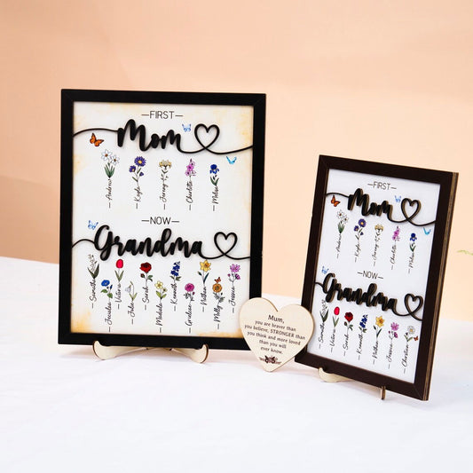 Personalize First Mom Now Grandma Sign, Mother's Day Gift, Custom Grandma's Garden Sign, Birth Month Flowers Sign, Gift for Mom and Grandma MX01 - Kindlytoys