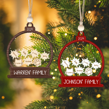 Personalized Family Christmas Ornament 3 Layers, Custom Family Names Wood Ornament CF206 - Kindlytoys