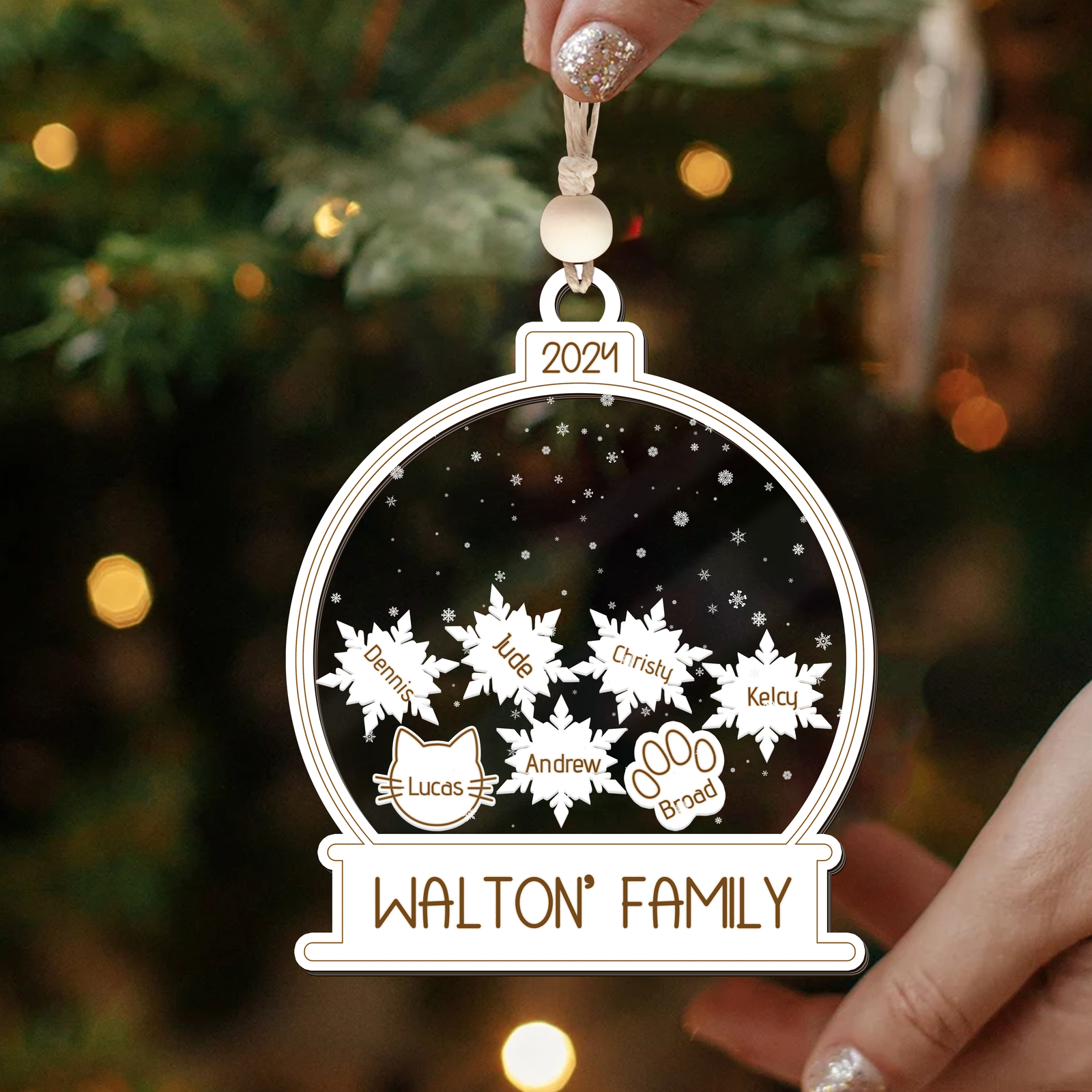 Personalized Family Christmas Ornament 3 Layers, Custom Family Names Wood Ornament CF206 - Kindlytoys