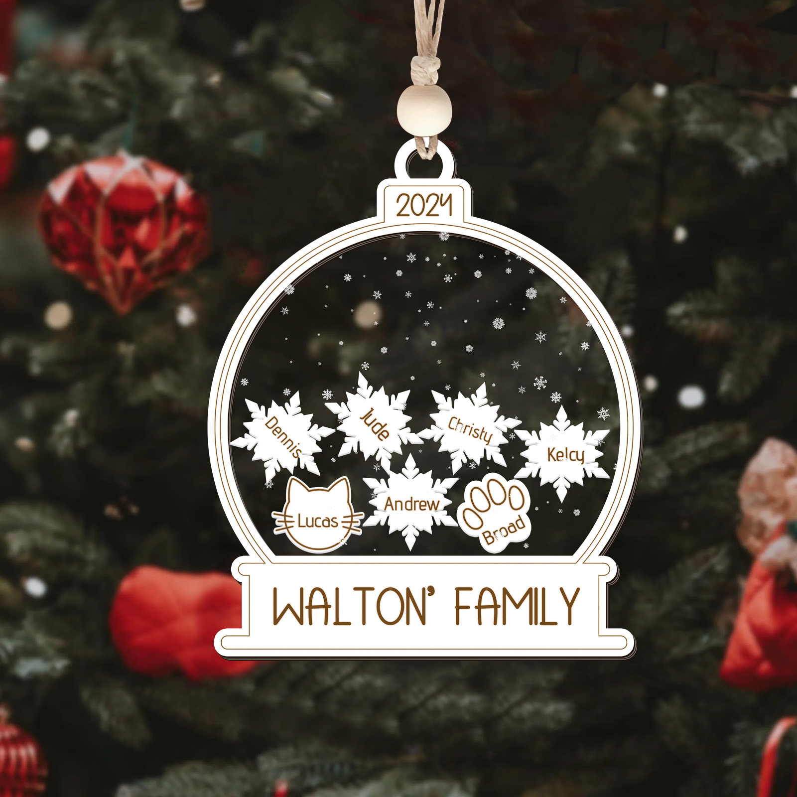 Personalized Family Christmas Ornament 3 Layers, Custom Family Names Wood Ornament CF206 - Kindlytoys