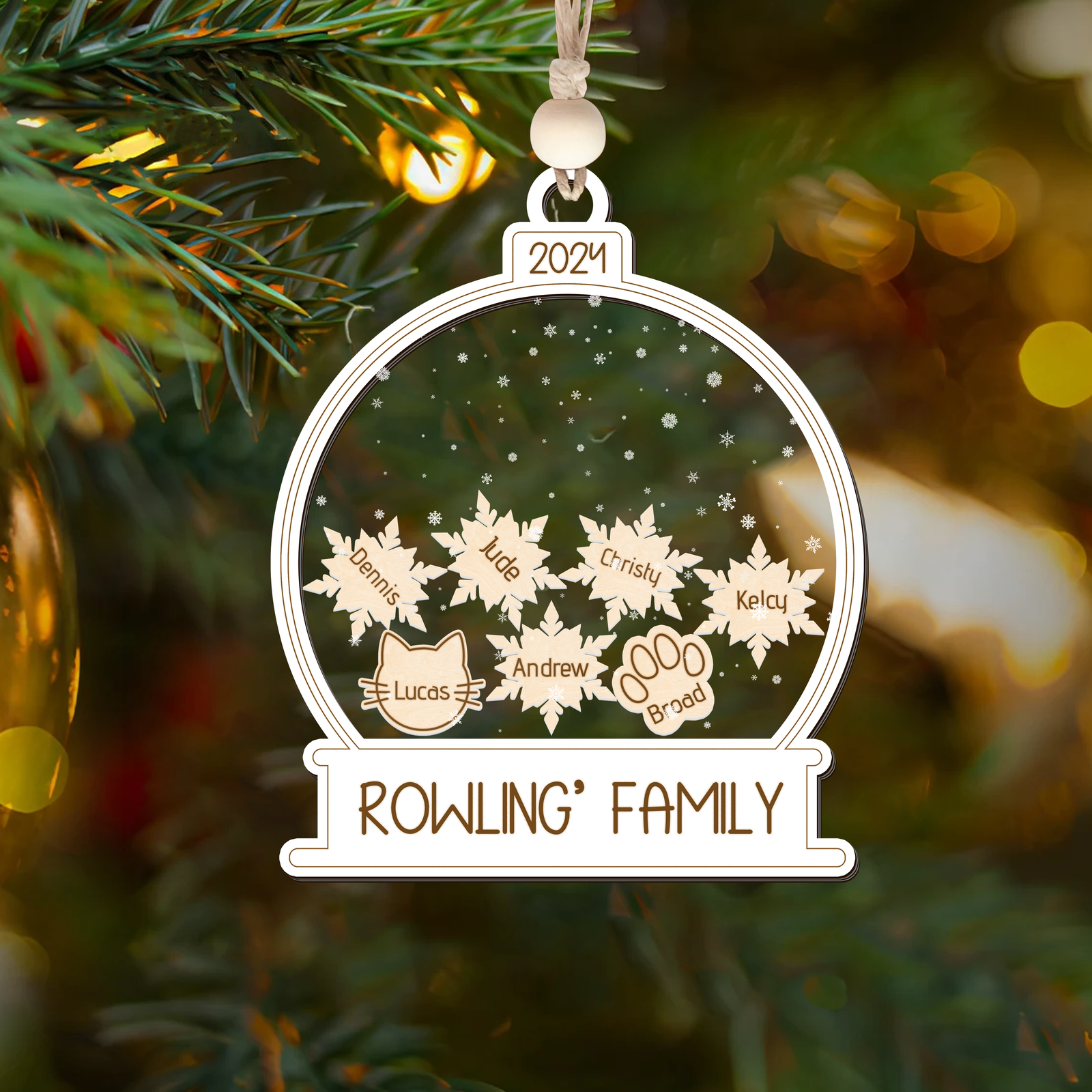 Personalized Family Christmas Ornament 3 Layers, Custom Family Names Wood Ornament CF206 - Kindlytoys