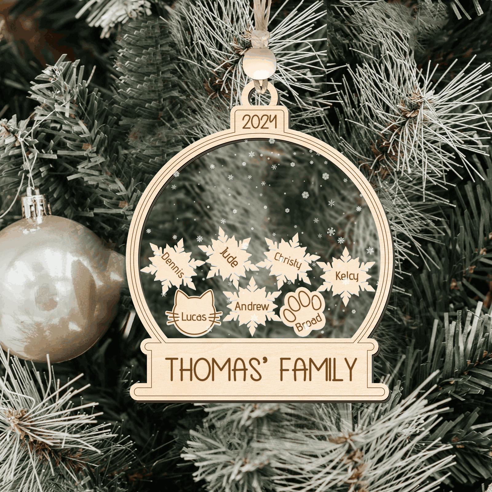 Personalized Family Christmas Ornament 3 Layers, Custom Family Names Wood Ornament CF206 - Kindlytoys