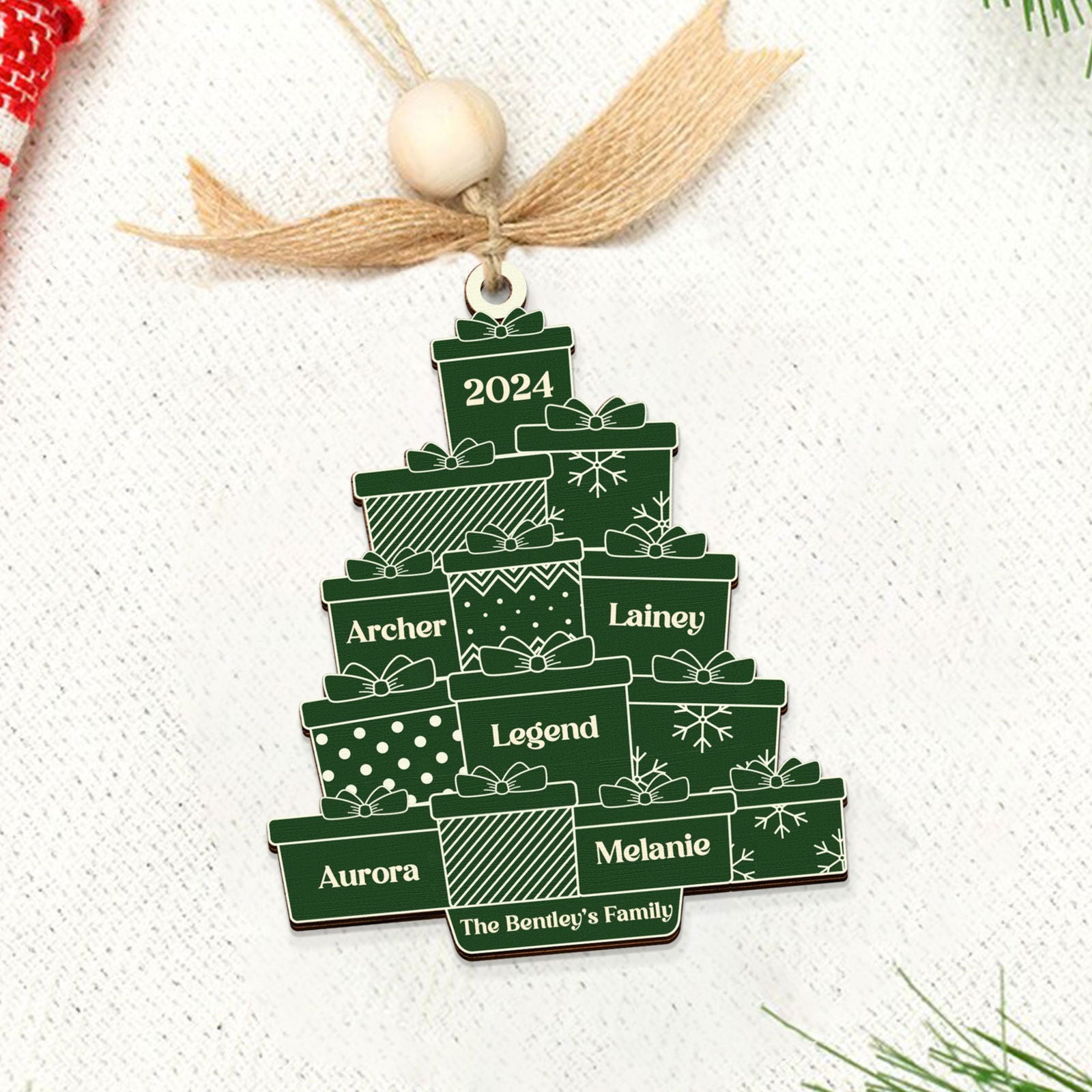 Personalized Family Christmas Ornament, Custom Christmas Tree Ornament with Family Names CF705 - Kindlytoys