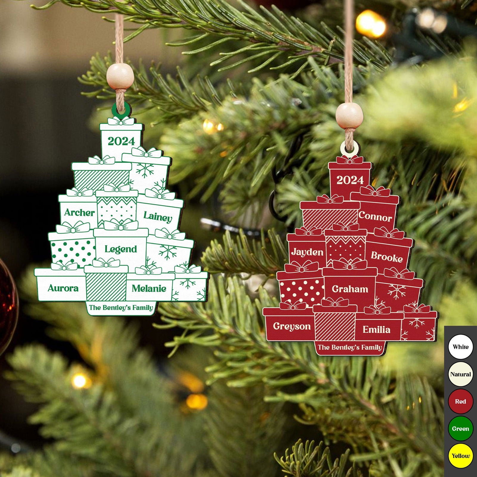 Personalized Family Christmas Ornament, Custom Christmas Tree Ornament with Family Names CF705 - Kindlytoys