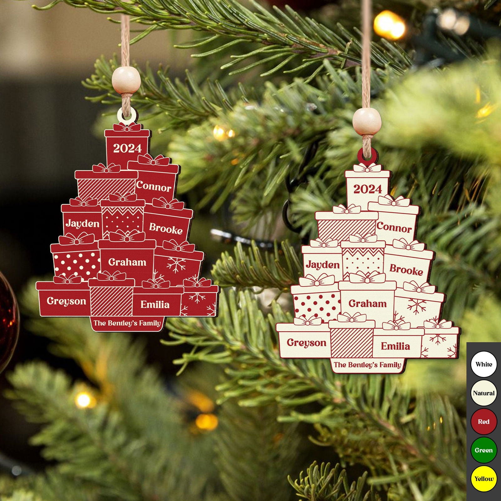 Personalized Family Christmas Ornament, Custom Christmas Tree Ornament with Family Names CF705 - Kindlytoys