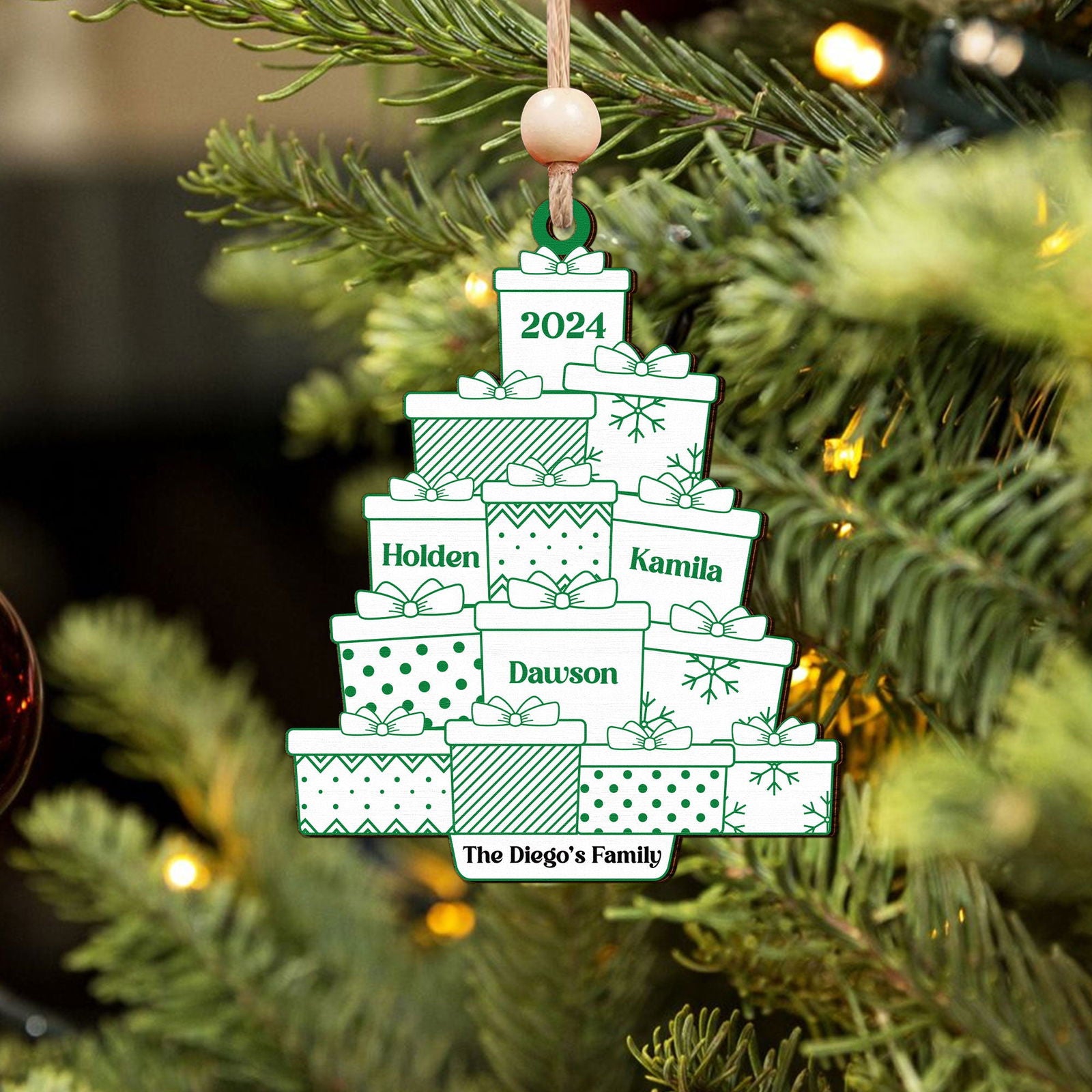 Personalized Family Christmas Ornament, Custom Christmas Tree Ornament with Family Names CF705 - Kindlytoys