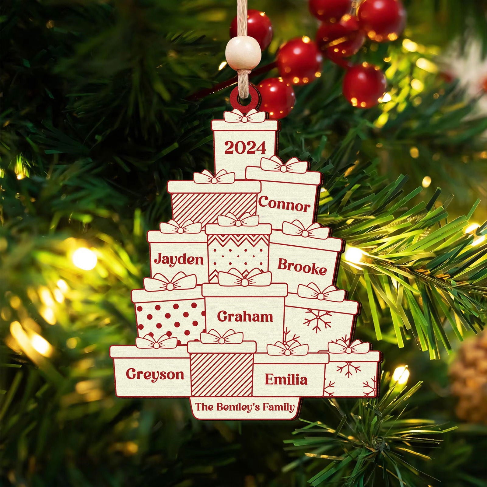 Personalized Family Christmas Ornament, Custom Christmas Tree Ornament with Family Names CF705 - Kindlytoys