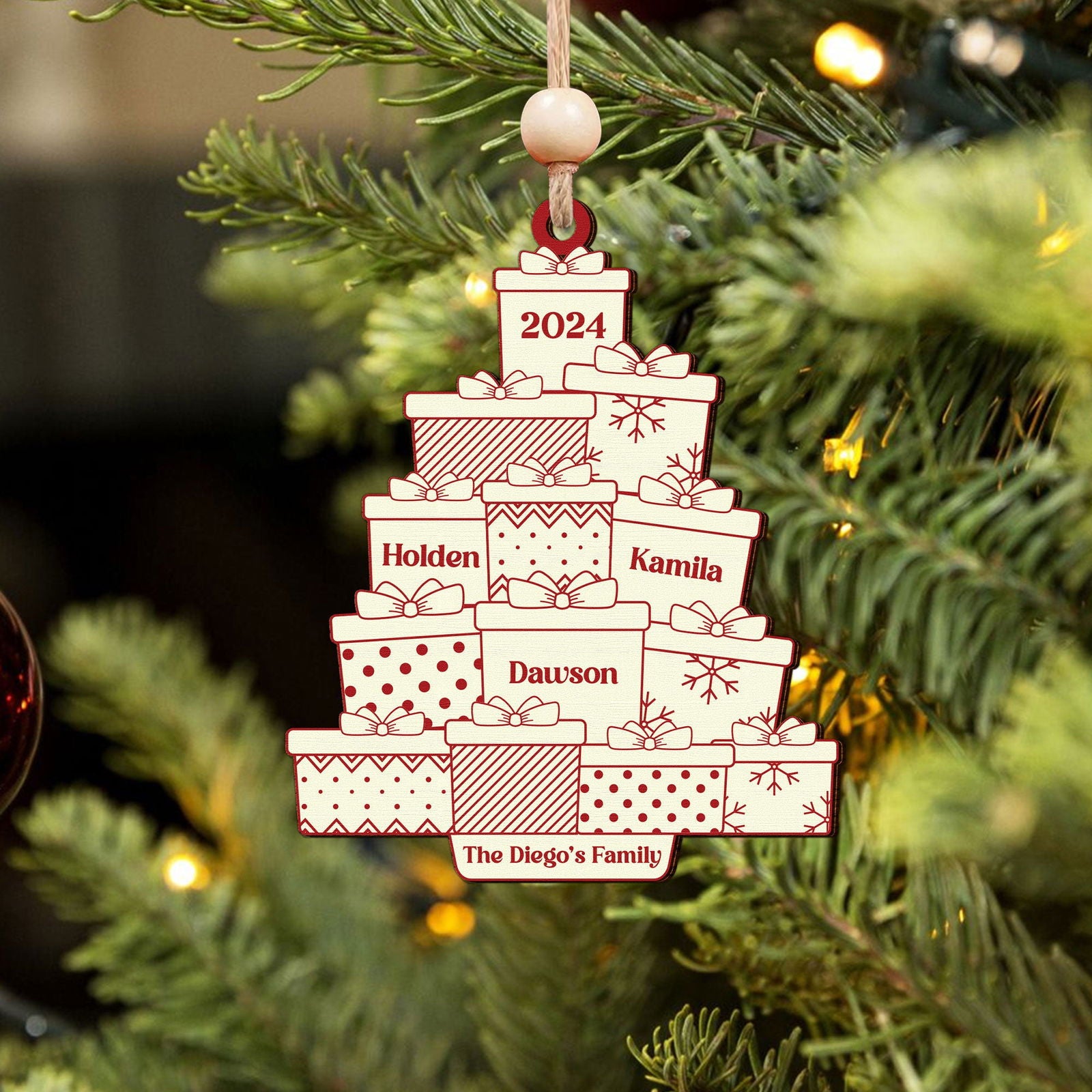 Personalized Family Christmas Ornament, Custom Christmas Tree Ornament with Family Names CF705 - Kindlytoys