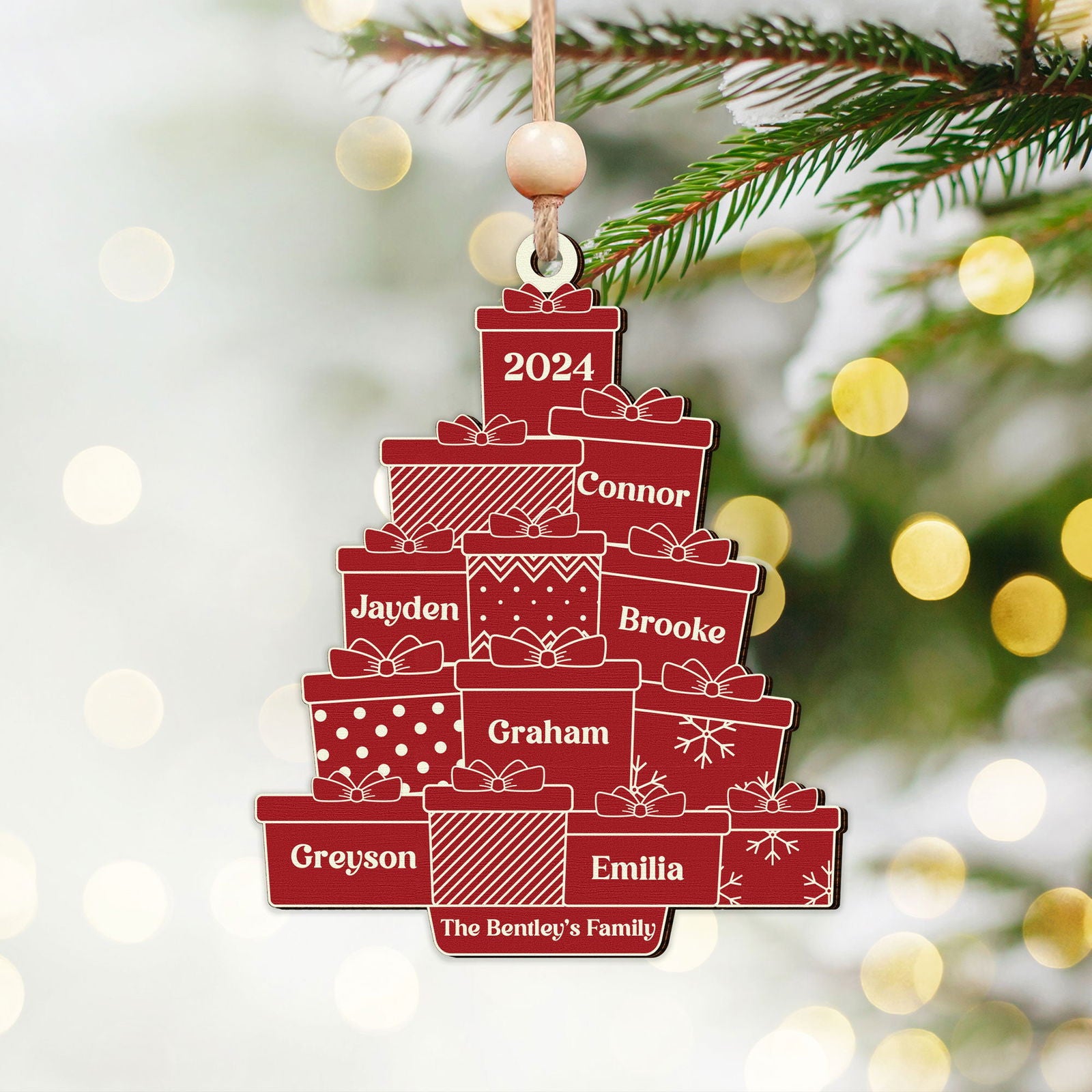 Personalized Family Christmas Ornament, Custom Christmas Tree Ornament with Family Names CF705 - Kindlytoys