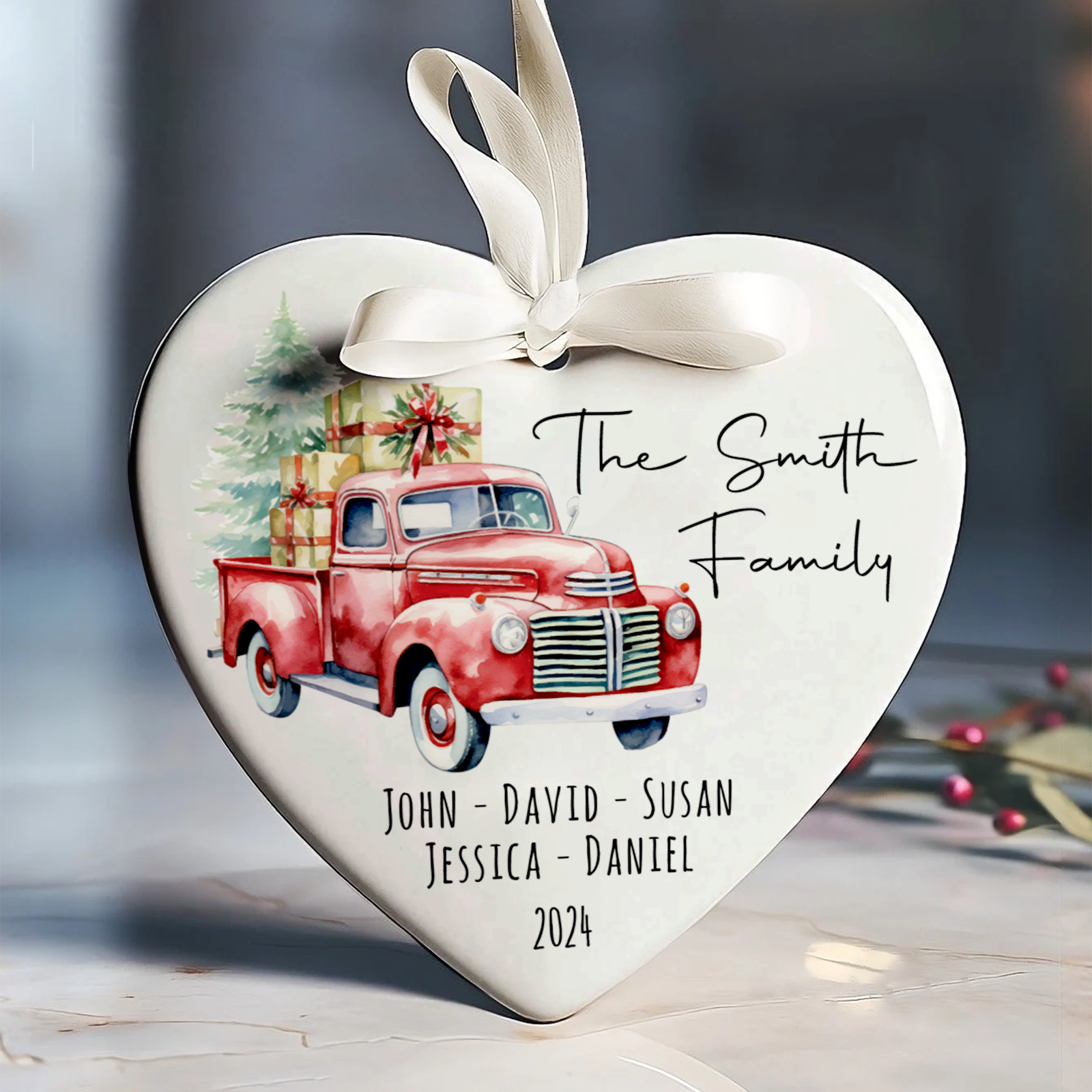 Personalized Family Christmas Ornament, Family Ceramic Ornament CY02-2 - Kindlytoys