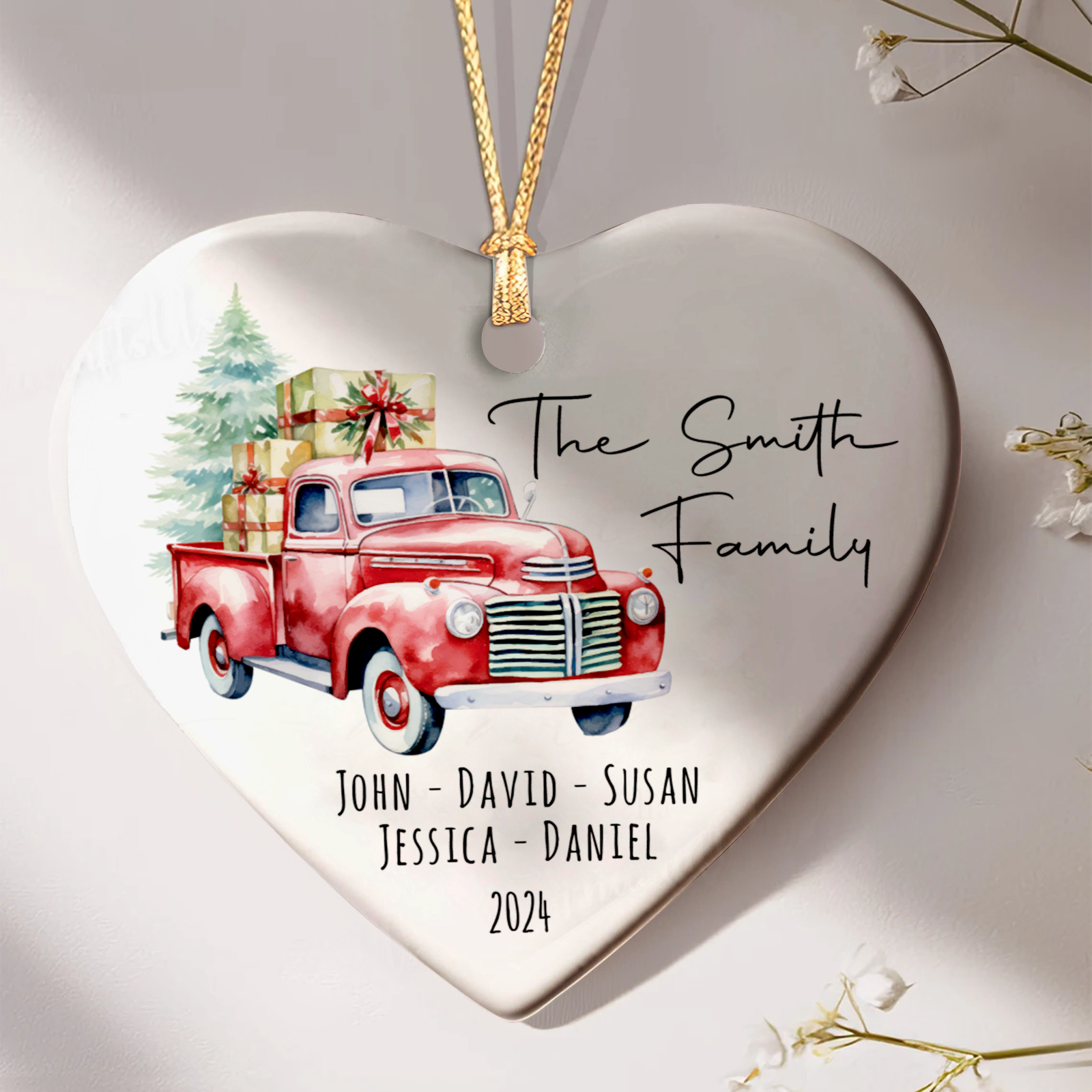 Personalized Family Christmas Ornament, Family Ceramic Ornament CY02-2 - Kindlytoys