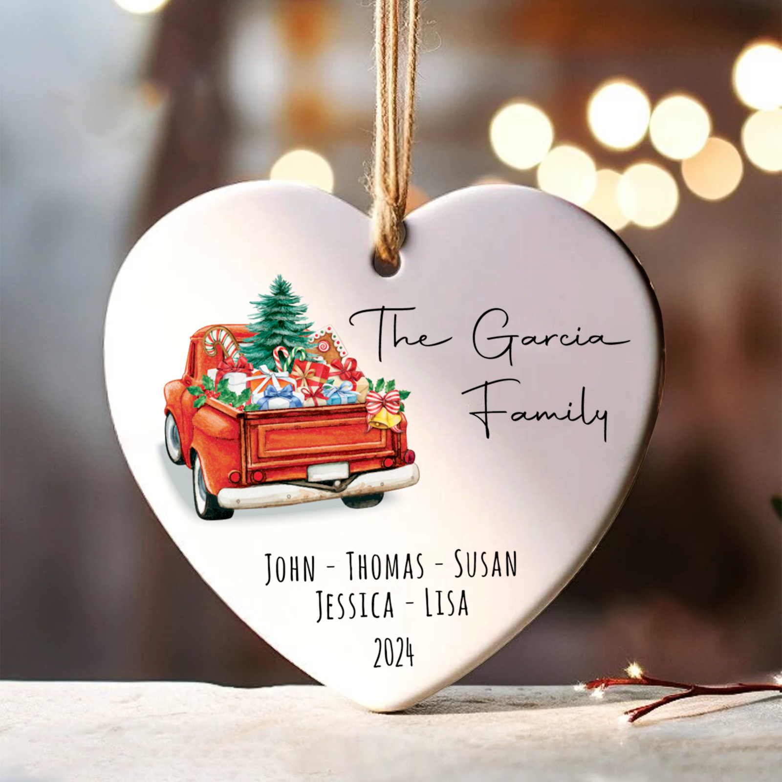 Personalized Family Christmas Ornament, Family Ceramic Ornament CY02-2 - Kindlytoys