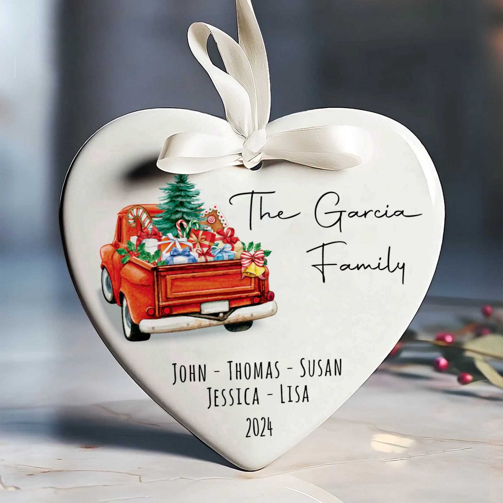 Personalized Family Christmas Ornament, Family Ceramic Ornament CY02-2 - Kindlytoys