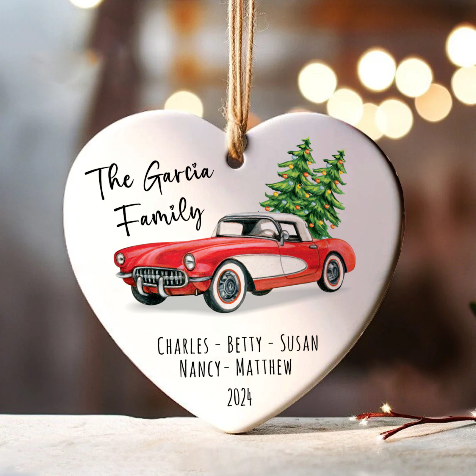 Personalized Family Christmas Ornament, Family Ceramic Ornament CY02-2 - Kindlytoys