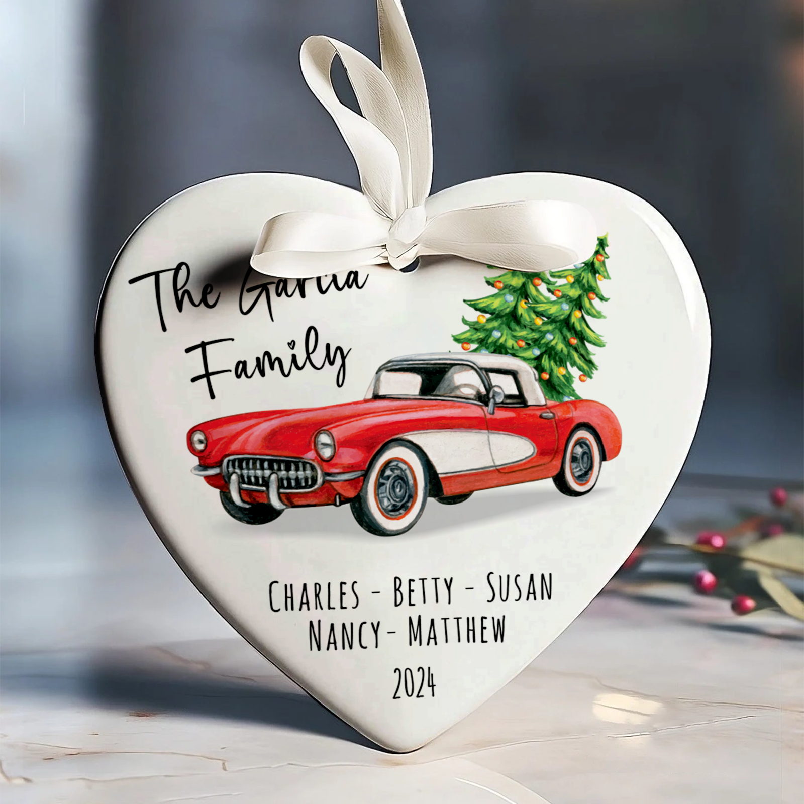 Personalized Family Christmas Ornament, Family Ceramic Ornament CY02-2 - Kindlytoys