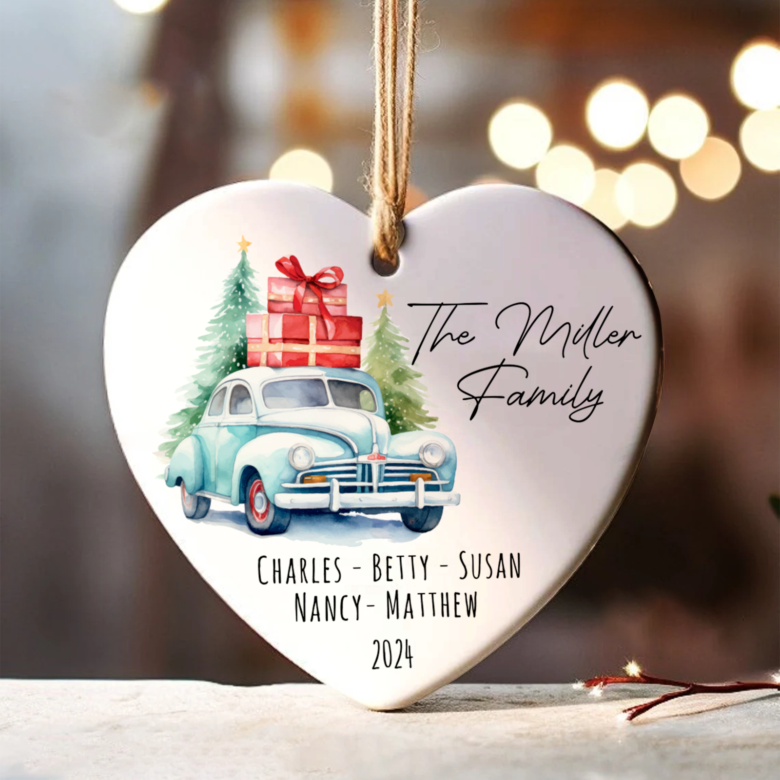 Personalized Family Christmas Ornament, Family Ceramic Ornament CY02-2 - Kindlytoys