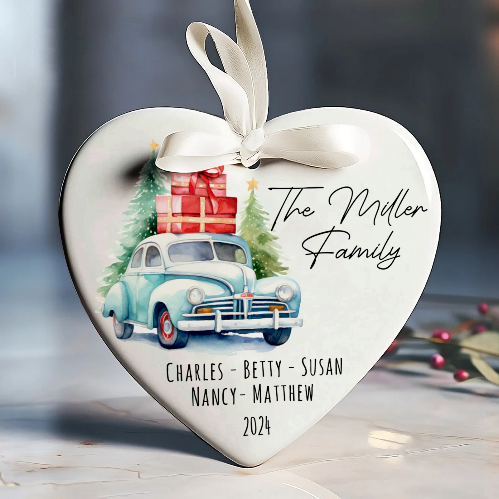 Personalized Family Christmas Ornament, Family Ceramic Ornament CY02-2 - Kindlytoys