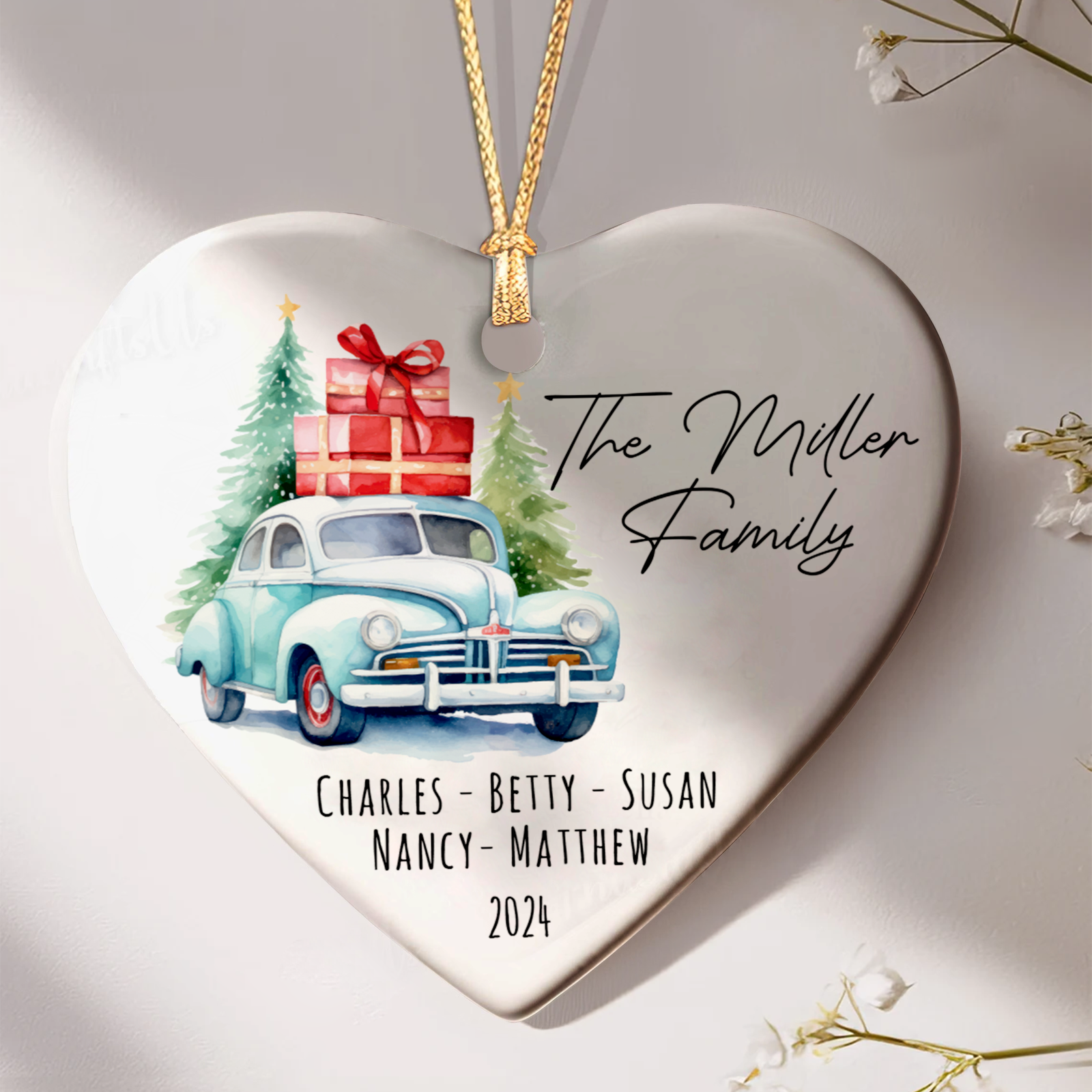 Personalized Family Christmas Ornament, Family Ceramic Ornament CY02-2 - Kindlytoys