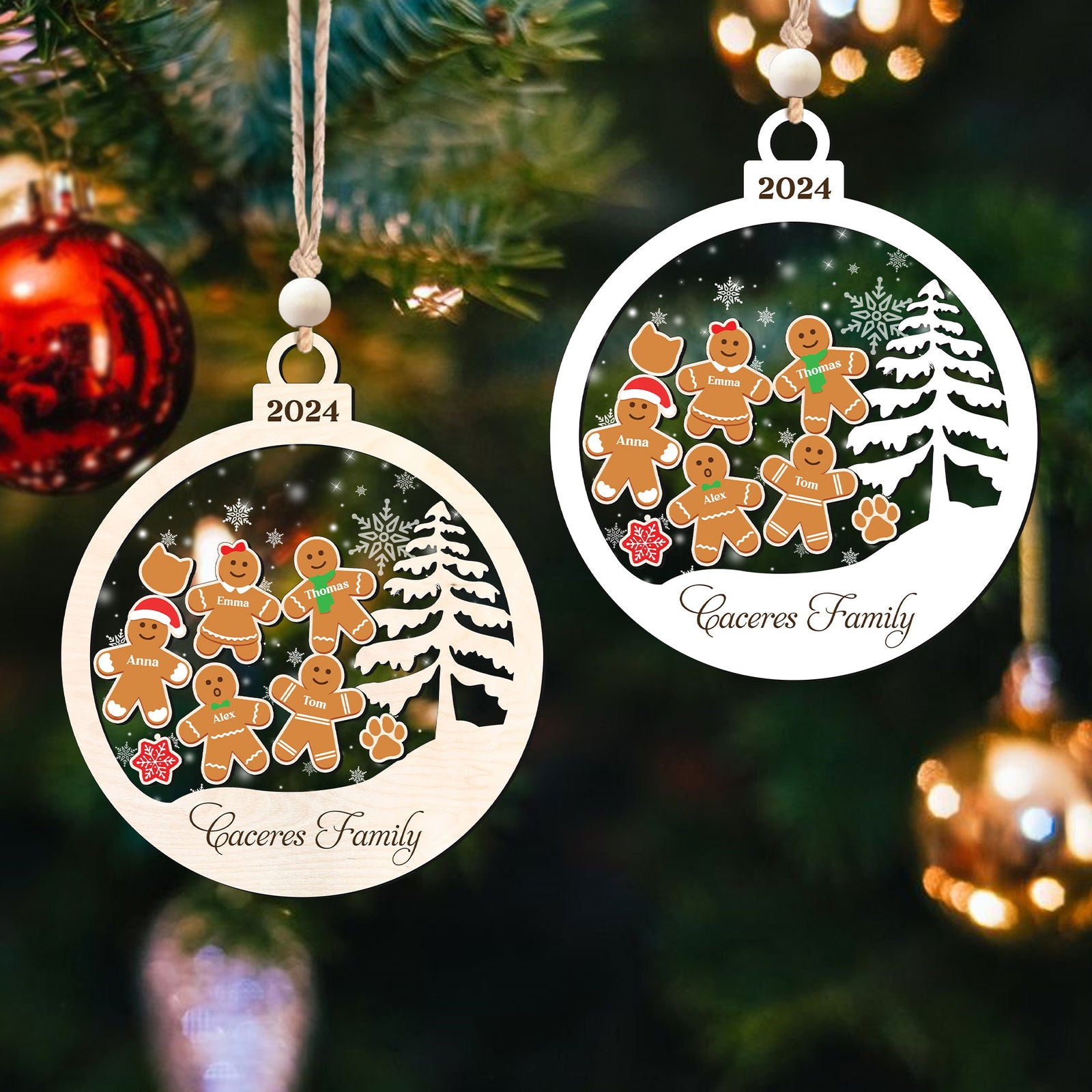Personalized Family Christmas Ornaments, Gingerbread Ornament For Family CF222 - Kindlytoys
