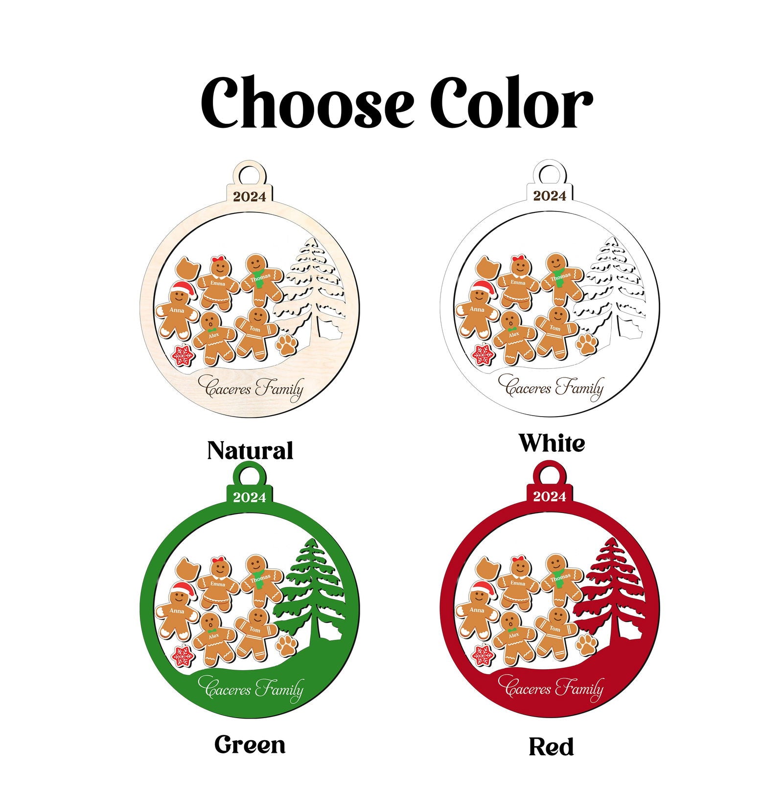 Personalized Family Christmas Ornaments, Gingerbread Ornament For Family CF222 - Kindlytoys
