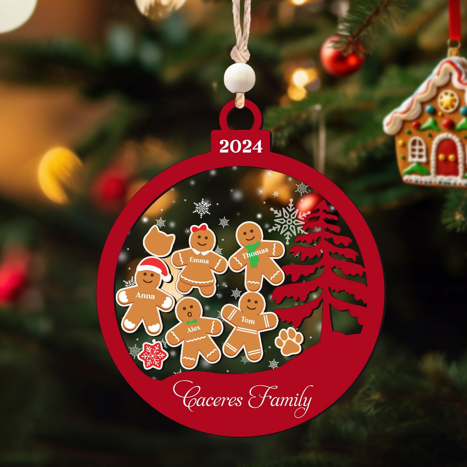 Personalized Family Christmas Ornaments, Gingerbread Ornament For Family CF222 - Kindlytoys