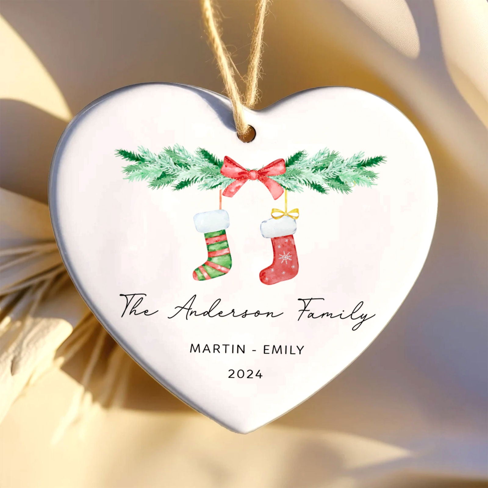 Personalized Family of 4 Ornament, Personalized Heart Shaped Ornament CY02-10 - Kindlytoys