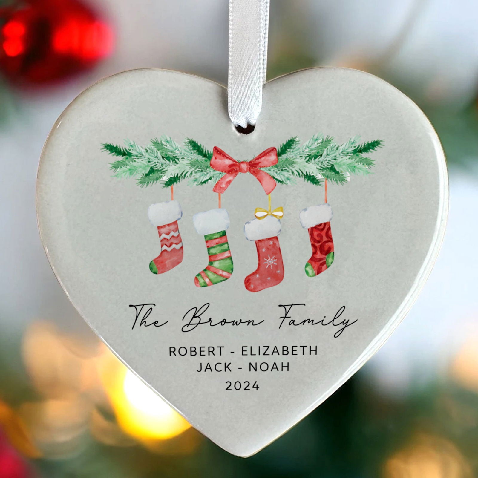 Personalized Family of 4 Ornament, Personalized Heart Shaped Ornament CY02-10 - Kindlytoys