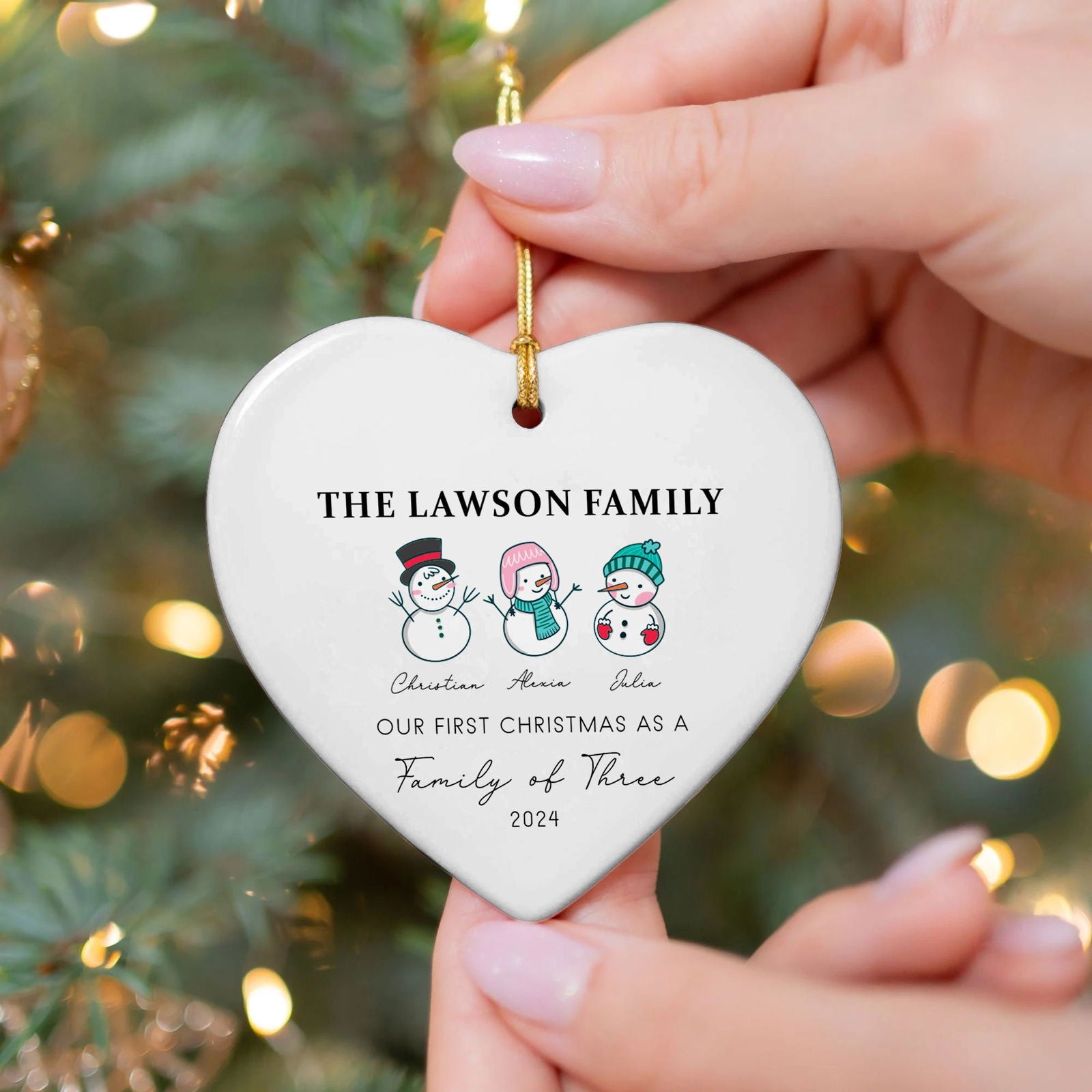 Personalized Family of 4 Ornament, Personalized Heart Shaped Ornament CY02-12 - Kindlytoys