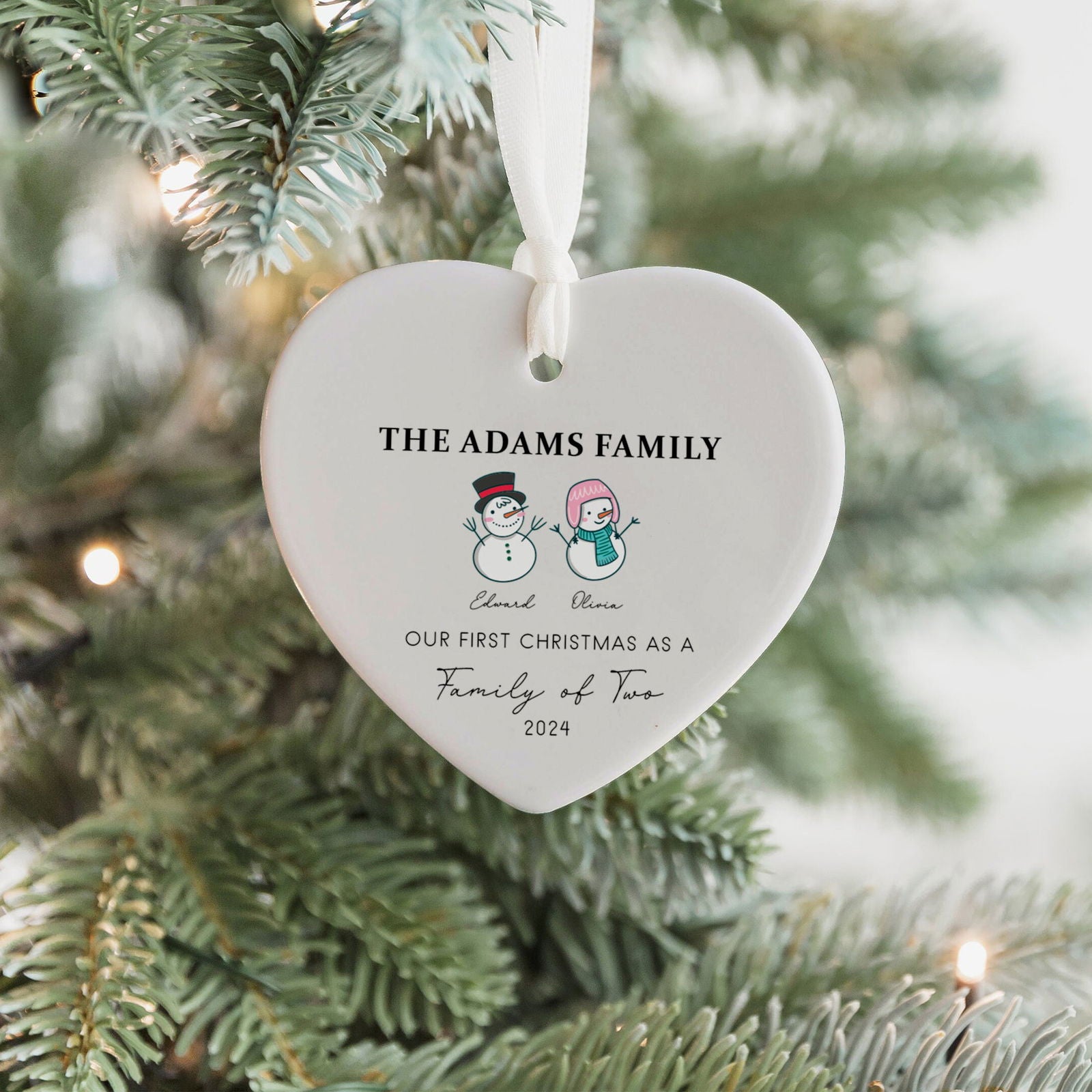 Personalized Family of 4 Ornament, Personalized Heart Shaped Ornament CY02-12 - Kindlytoys