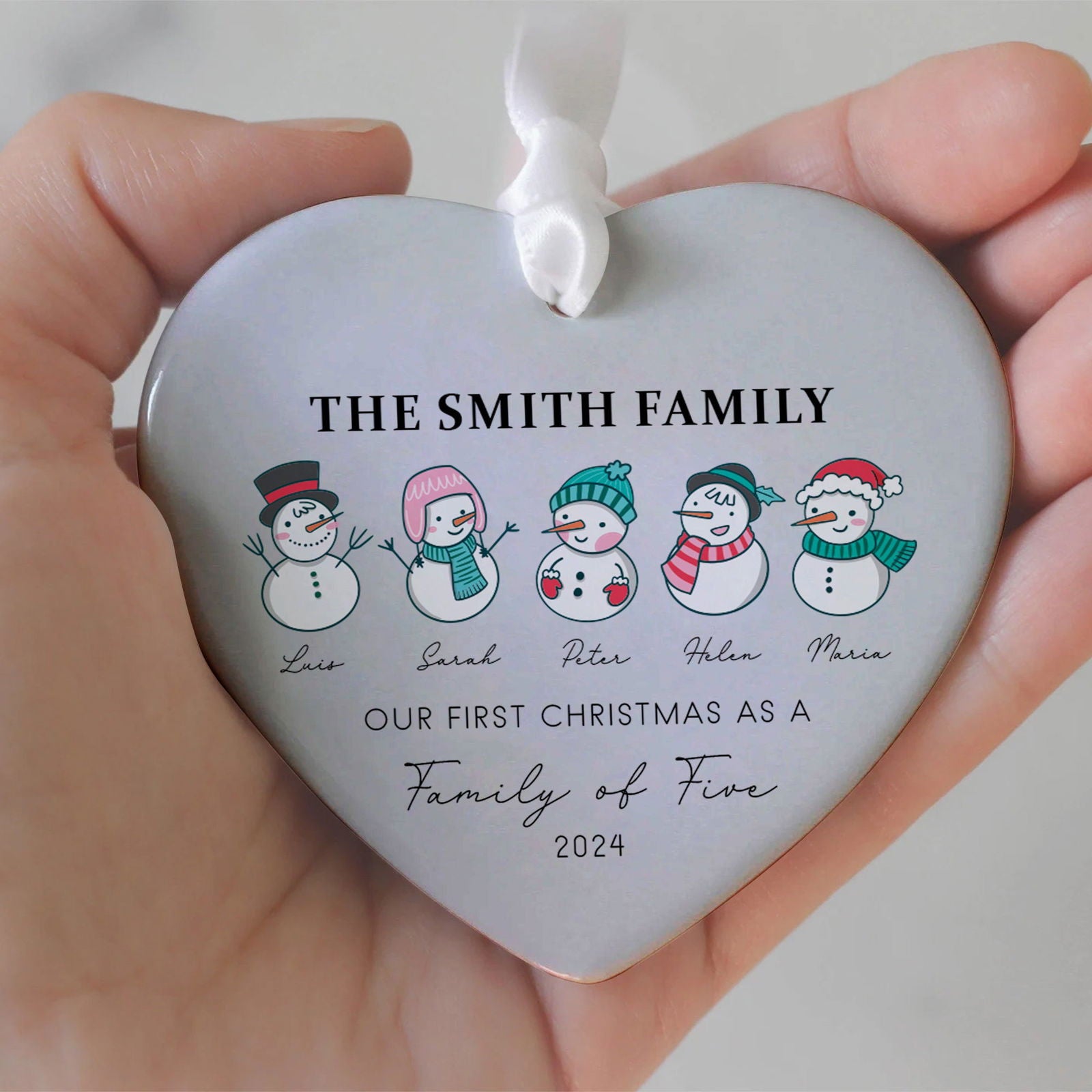 Personalized Family of 4 Ornament, Personalized Heart Shaped Ornament CY02-12 - Kindlytoys