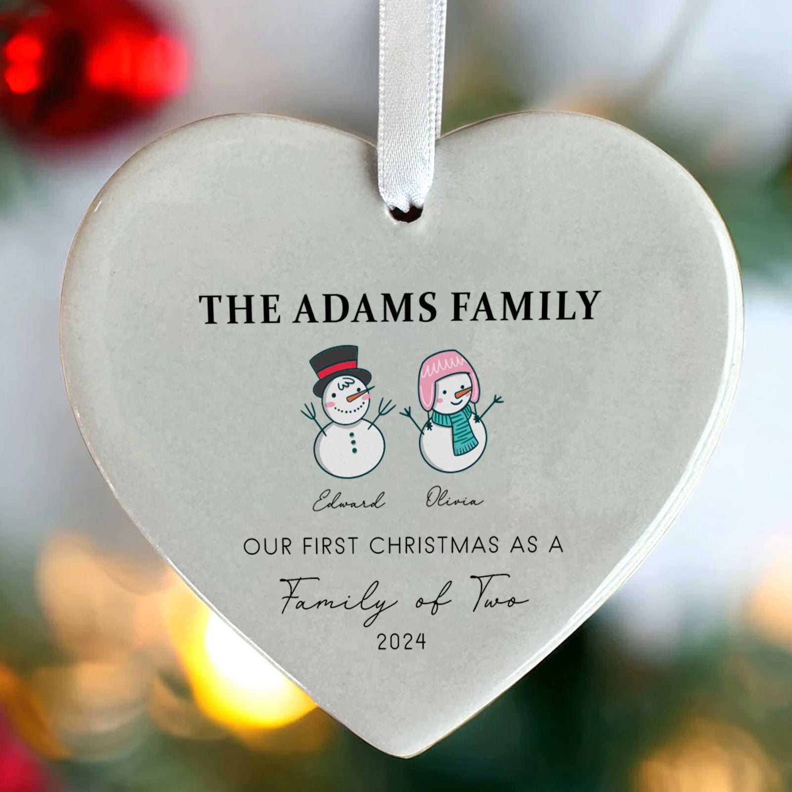 Personalized Family of 4 Ornament, Personalized Heart Shaped Ornament CY02-12 - Kindlytoys