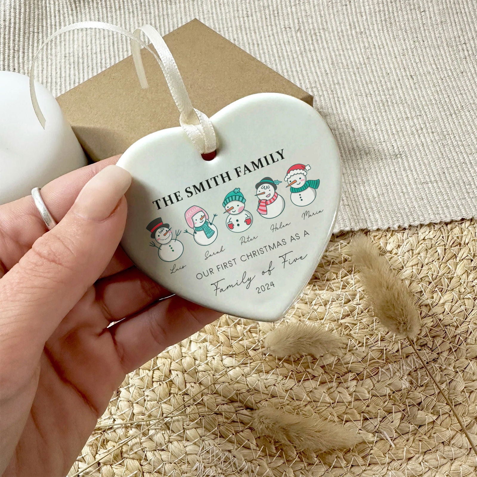 Personalized Family of 4 Ornament, Personalized Heart Shaped Ornament CY02-12 - Kindlytoys