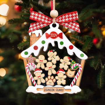 Personalized Gingerbread House Family Ornament With Names, Custom Family Christmas Ornament CF506 - Kindlytoys
