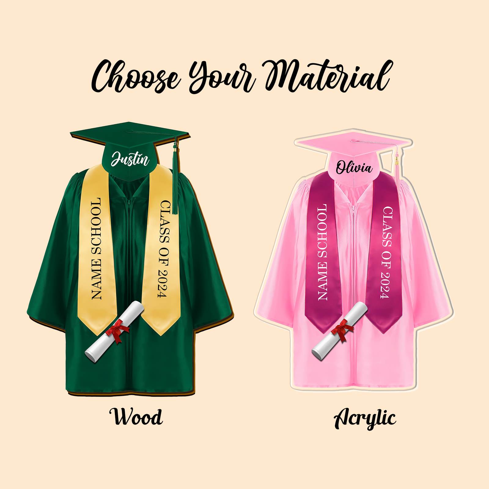 Personalized Graduation Ornament, Custom 2D Flatten Acrylic Ornament CF645 - Kindlytoys
