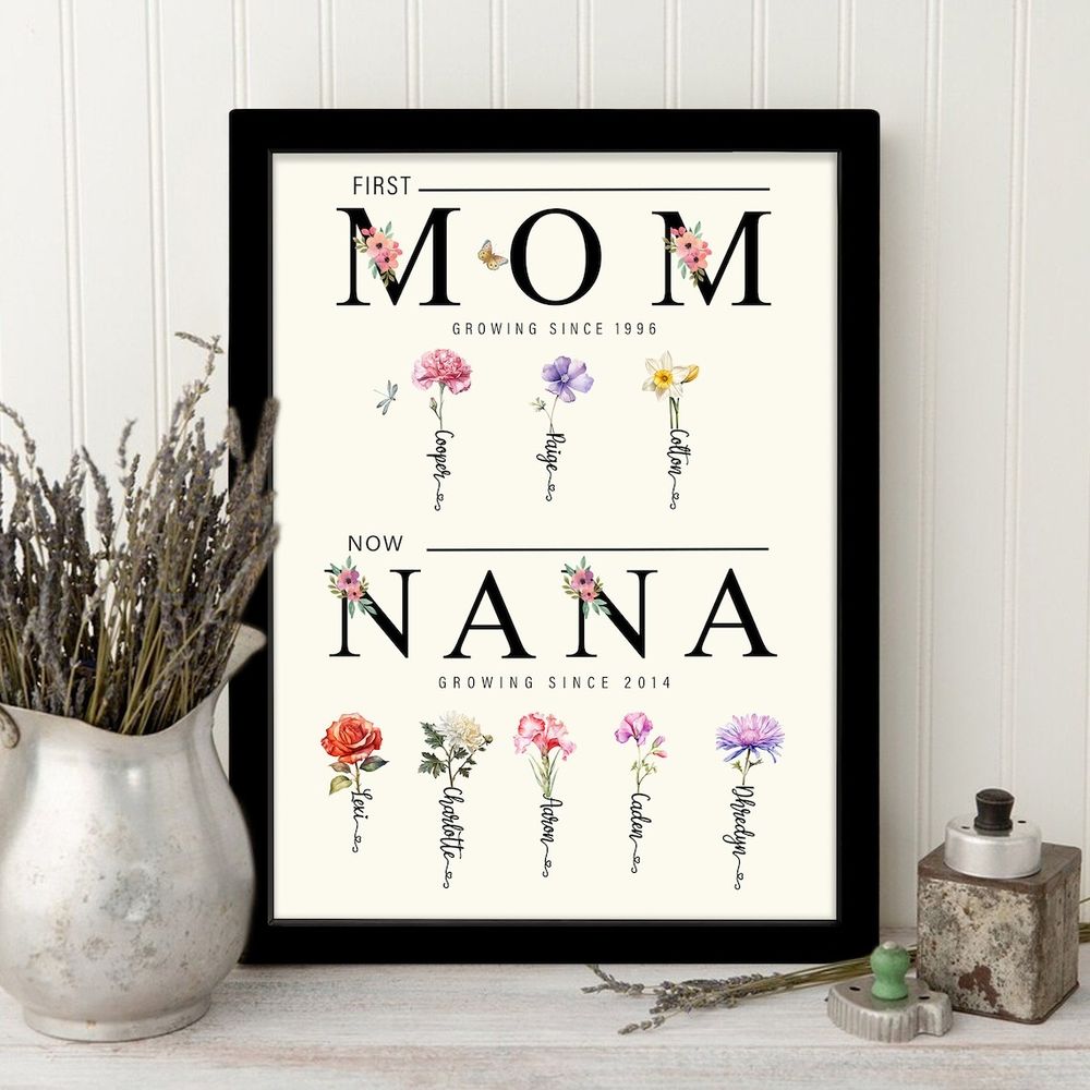 Personalized Grandma's Garden Sign, "First Mom Now Grandma" Sign, Mother's Day Gift Idea For Mom and Grandma, Mom's Grandma's Birthday Gift MX12 - Kindlytoys