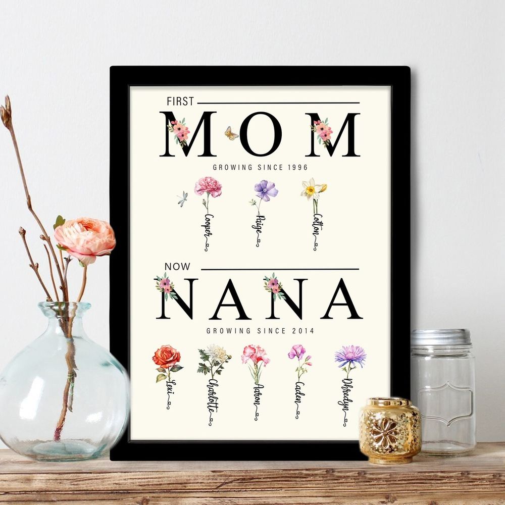 Personalized Grandma's Garden Sign, "First Mom Now Grandma" Sign, Mother's Day Gift Idea For Mom and Grandma, Mom's Grandma's Birthday Gift MX12 - Kindlytoys