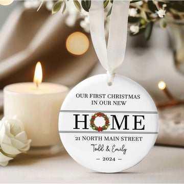Personalized New Home Ornament, Wreath New House Ornament, New Home Christmas Ornament 2024, Christmas Bauble CX06-12 - Kindlytoys