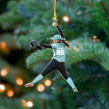 Personalized Softball Ornament, Custom Softball Acrylic Ornament, Custom Softball Ornament, CF438 - Kindlytoys
