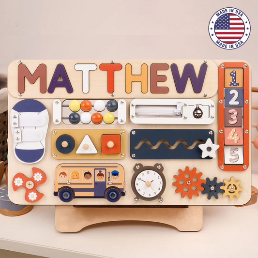 Montessori Busy Board for Toddlers With Roating Numbers BB55 (Made in USA)