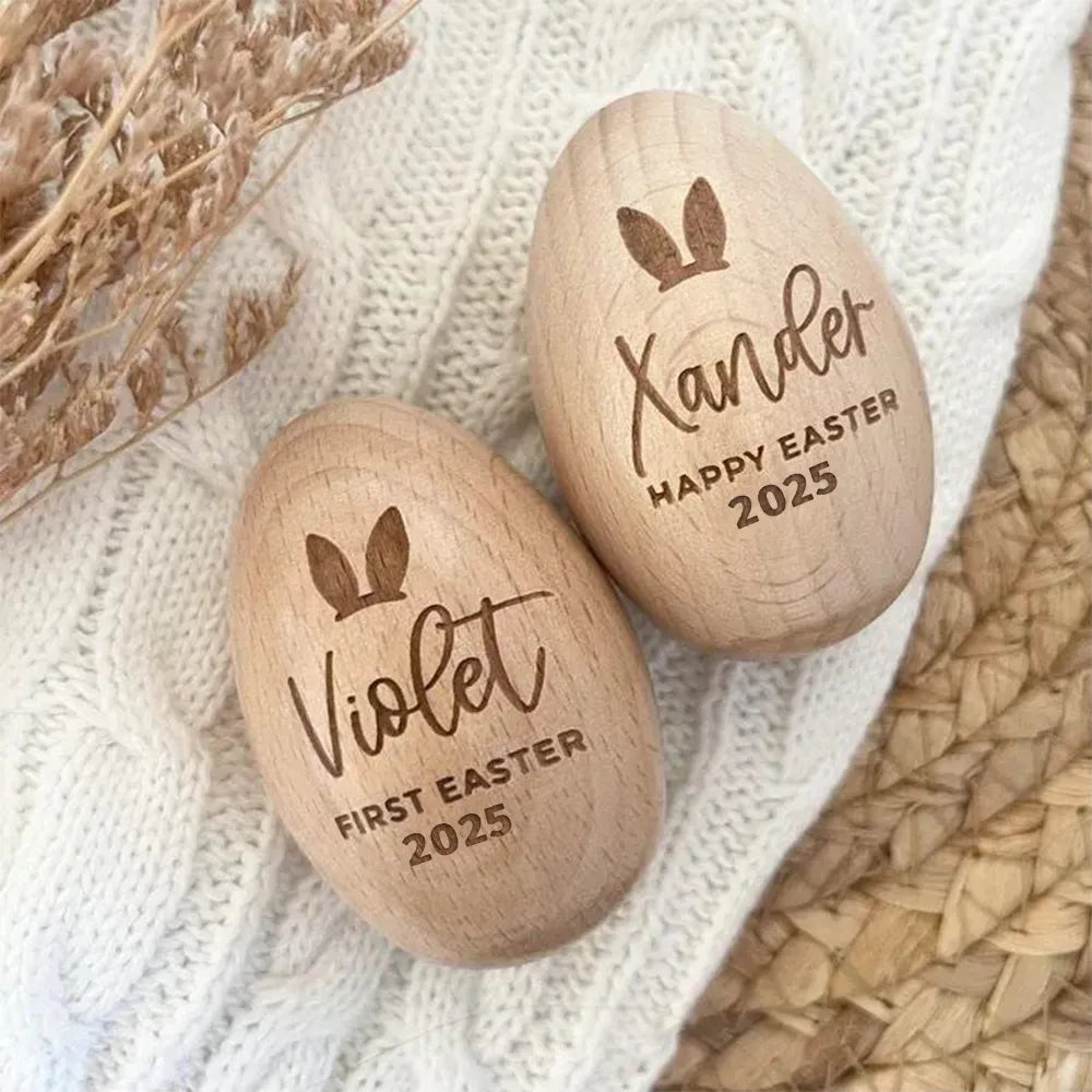 Personalized Wooden Easter Egg - Musical Egg Shaker 2025