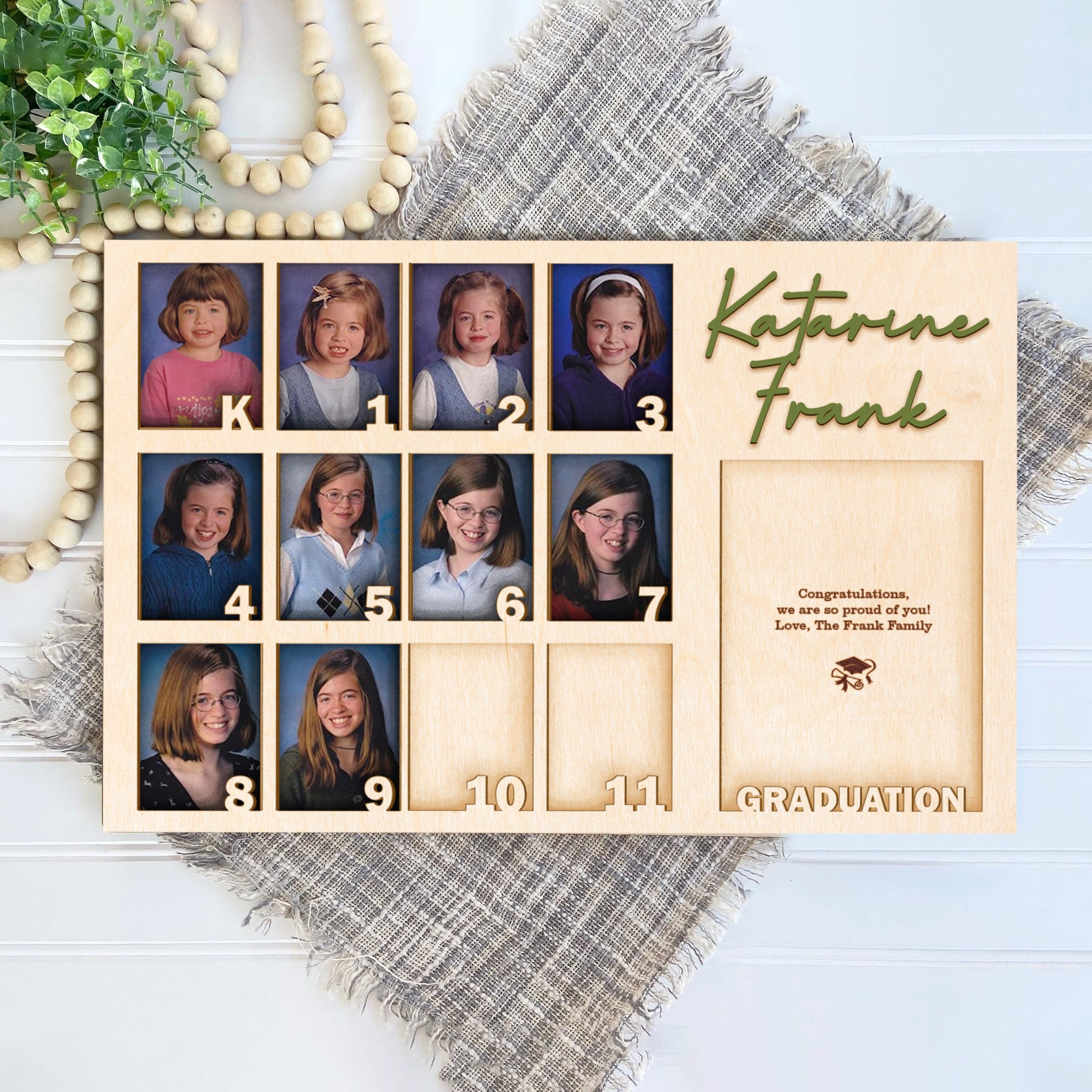 School Picture Frame PK-12, School Years Photo Frame, Personalized Grade School Photo Frame, Senior Picture Gift SY05