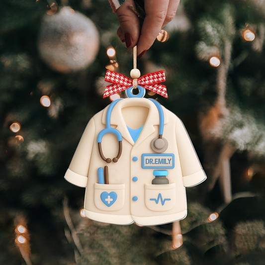 Personalized Doctor Blouse Ornament, Custom Medical Worker Christmas Ornament, Doctor Gift for Him or Her, Healthcare Keepsake