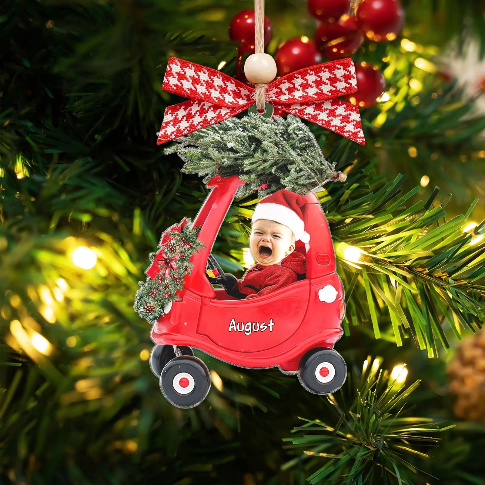 2D Baby Custom Photo Christmas Ornament, Adorable Newborn Baby Photo Ornament CF637 - Kindlytoys