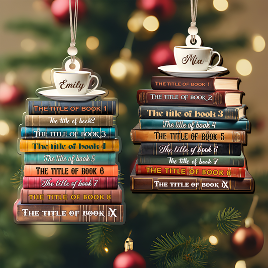 2D Bookstack Christmas Ornament, Book Lover Gift, Bookworm Club Ornament CF163 - Kindlytoys